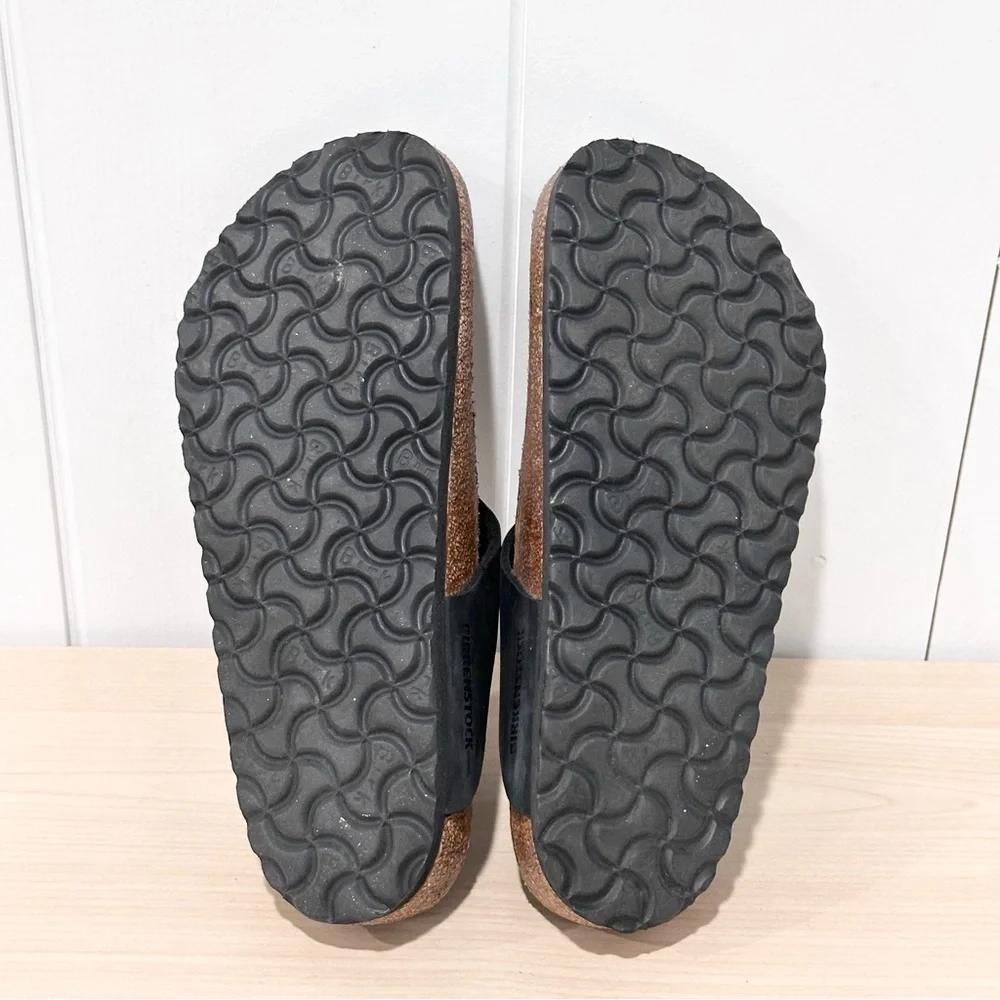 Birkenstock Gizeh Big Buckle Nubuck Leather In Black Size 7 - Picture 7 of 9